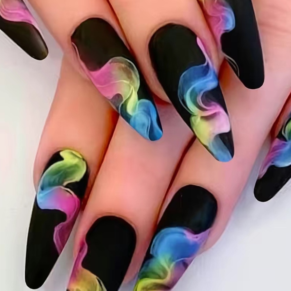 Black Almond With Colorful Graffiti Design